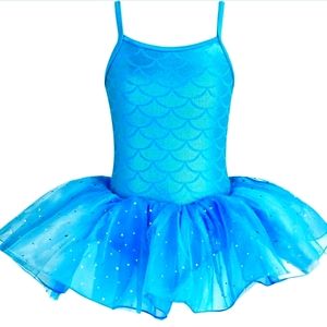 Dance Leotard for Girls/Blue Tutu Ballerina Dancewear - size 110 (3 - 4 yo)